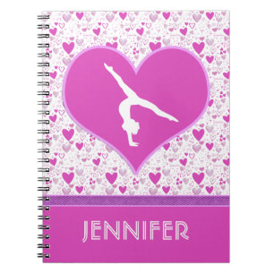 Monogrammed Pink Lots o' Hearts Gymnastics Notebook