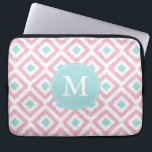 Monogrammed Pink Mint Diamond Ikat Pattern Laptop Sleeve<br><div class="desc">Stylish and chic design features a colourful and trendy diamonds ikat pattern and can be personalized with your monogram,  initial,  name,  or any text of your choice for a perfect custom gift!</div>