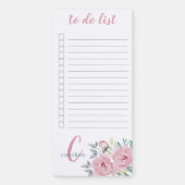 Monogrammed Pink Peony Flowers To Do List Magnetic Notepad (Front)