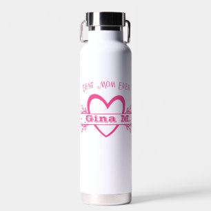 Monogrammed Pink Personalized Mother's Day Gift Water Bottle