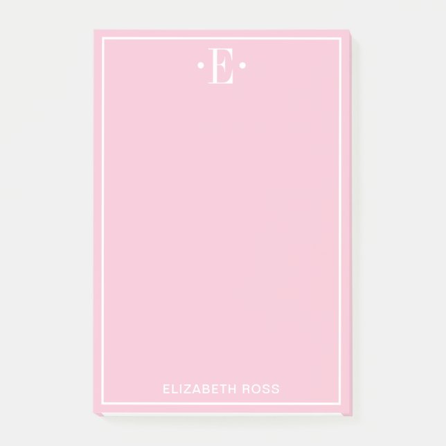 Monogrammed Pink Post-it Notes (Front)