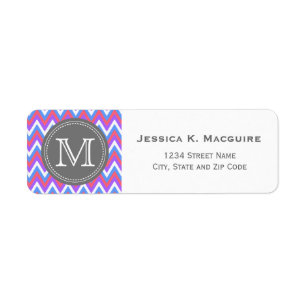Monogrammed Pink Purple Blue Chevron