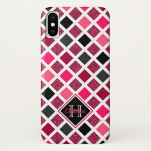 Monogrammed Pink Purple Girly Geometric Pattern Case-Mate iPhone Case