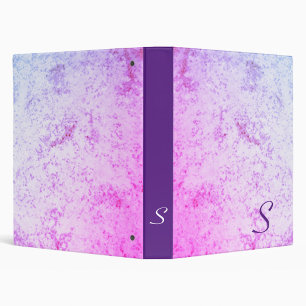 Monogrammed Pink & Purple Marbled Binder