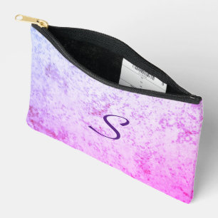 Monogrammed Pink & Purple Marbled Pencil Pouch