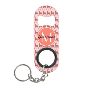 Monogrammed Pink Salmon Deer, Personalized Name Keychain Bottle Opener