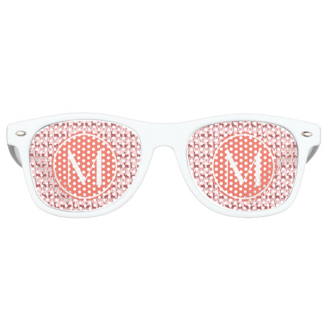 Monogrammed Pink Salmon Deer, Personalized Name Retro Sunglasses (Front)