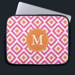 Monogrammed Pink Tangerine Ikat Pattern Laptop Sleeve<br><div class="desc">Stylish and chic design features a colourful and trendy diamonds ikat pattern and can be personalized with your monogram,  initial,  name,  or any text of your choice for a perfect custom gift!</div>