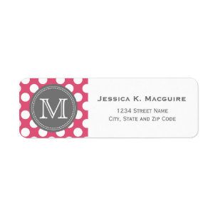 Monogrammed Pink White Polka Dot Pattern