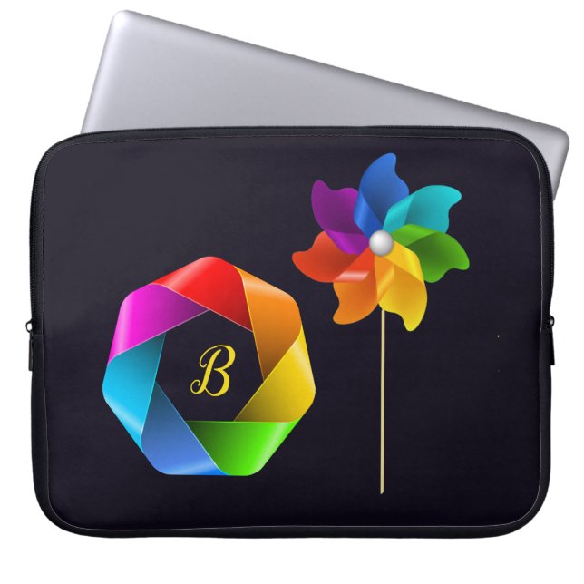 Monogrammed Pinwheel Electronics Bag (Front)