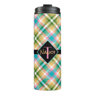 Monogrammed Plaid Thermal Tumbler