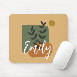 Monogrammed pretty colors Beige and green Simple Mouse Pad