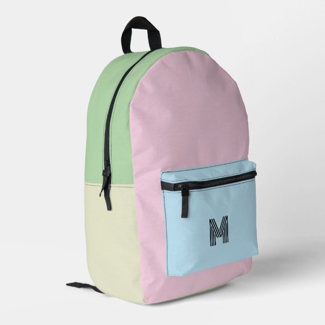 Monogrammed Pretty Colourful Modern Girly Sweet Printed Backpack (Back Corner Left)