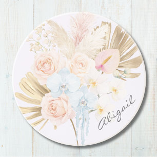 Monogrammed Pretty Summer Flower Bouquet Floral Coaster