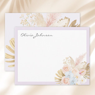 Monogrammed Pretty Tropical Flower Bouquet Floral Card