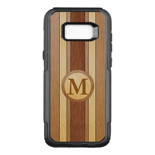 Monogrammed PRINTED faux wood OtterBox Commuter Samsung Galaxy S8+ Case