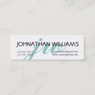 Monogrammed professional blue powder mini business card
