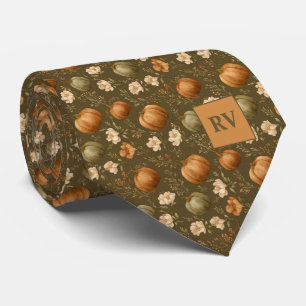 Monogrammed Pumpkin Patch Autumn Tie