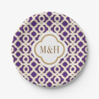 Monogrammed Purple and Gold Moroccan Wedding