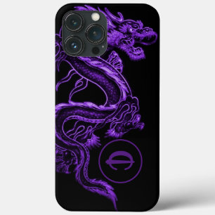 Monogrammed Purple Asian Dragon iPhone 13 Pro Max Case