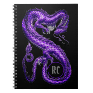 Monogrammed Purple Asian Dragon Notebook