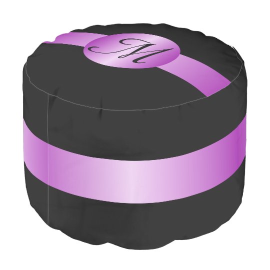 Monogrammed Purple Coloured Circle Pouf