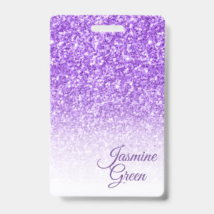 Monogrammed Purple Glitter Badge