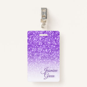 Monogrammed Purple Glitter Badge