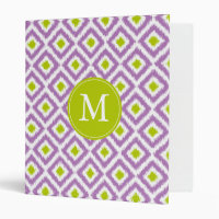Monogrammed Purple Green Diamond Ikat Pattern