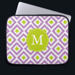 Monogrammed Purple Green Diamond Ikat Pattern Laptop Sleeve<br><div class="desc">Stylish and chic design features a colourful and trendy diamonds ikat pattern and can be personalized with your monogram,  initial,  name,  or any text of your choice for a perfect custom gift!</div>