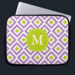 Monogrammed Purple Green Diamond Ikat Pattern Laptop Sleeve<br><div class="desc">Stylish and chic design features a colourful and trendy diamonds ikat pattern and can be personalized with your monogram, initial, name, or any text of your choice for a perfect custom gift!</div>
