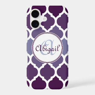 Monogrammed Purple Ombre Moroccan Lattice Pattern