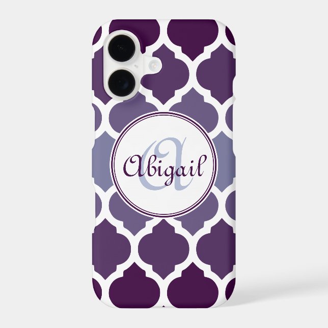 Monogrammed Purple Ombre Moroccan Lattice Pattern (Back)