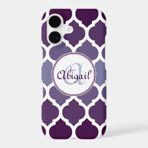 Monogrammed Purple Ombre Moroccan Lattice Pattern