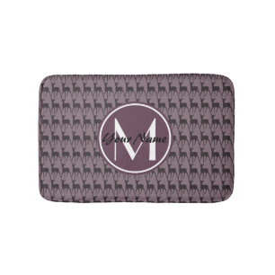 Monogrammed Purple Violet Deer Personalized N2 Bath Mat