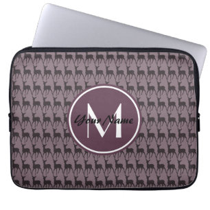 Monogrammed Purple Violet Deer Personalized N2 Laptop Sleeve