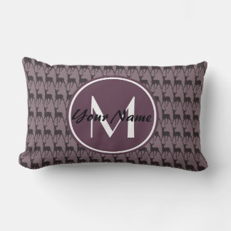 Monogrammed Purple Violet Deer Personalized | N2 Lumbar Pillow
