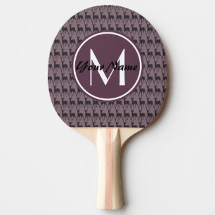 Monogrammed Purple Violet Deer Personalized N2 Ping Pong Paddle