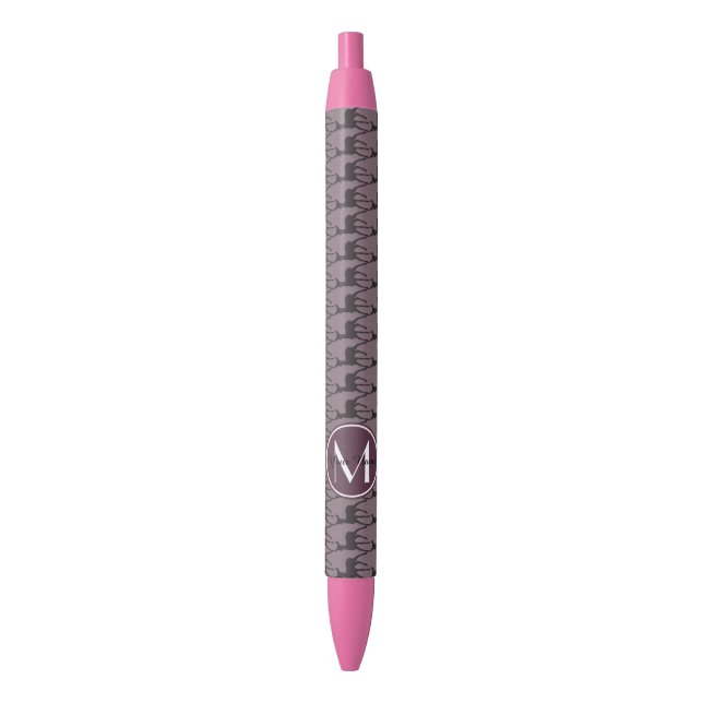 Monogrammed Purple Violet Deer Personalized | N3 Black Ink Pen (Front Vertical)