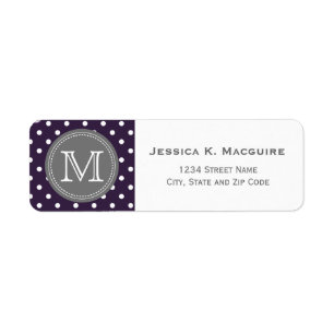 Monogrammed Purple White Polka Dot Pattern