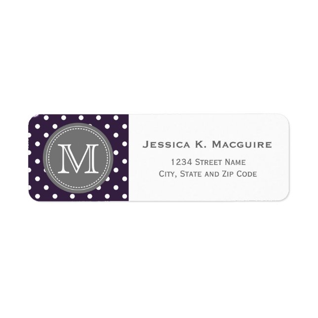 Monogrammed Purple White Polka Dot Pattern (Front)