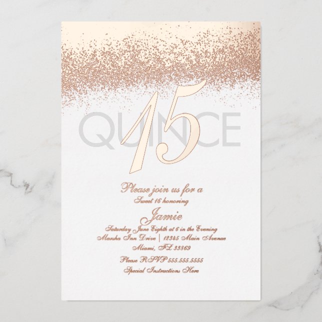 Monogrammed Quince Gold Pressed Glitter   (Front)