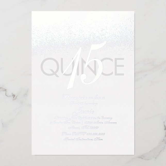 Monogrammed Quince Pressed Glitter Silver (Front)