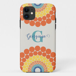 Monogrammed Radiant Aegean Summer Dot Mandala iPhone 11 Case