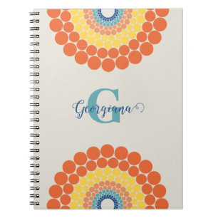 Monogrammed Radiant Aegean Summer Dot Mandala Notebook