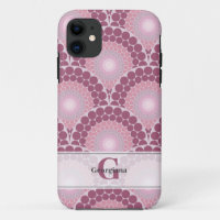 Monogrammed Radiant Pinks Dusky Rose Dot Mandala