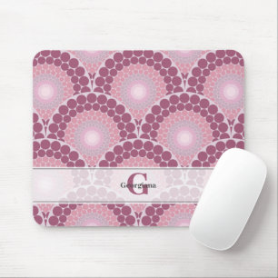Monogrammed Radiant Pinks Dusky Rose Dot Mandala Mouse Pad