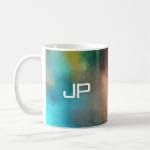 Monogrammed Rainbow Colours Colourful Abstract Coffee Mug