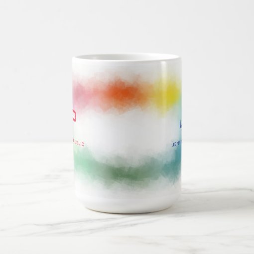 Monogrammed Rainbow Colours Colourful Abstract Coffee Mug 