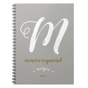 monogrammed recipe book for the chef . grey